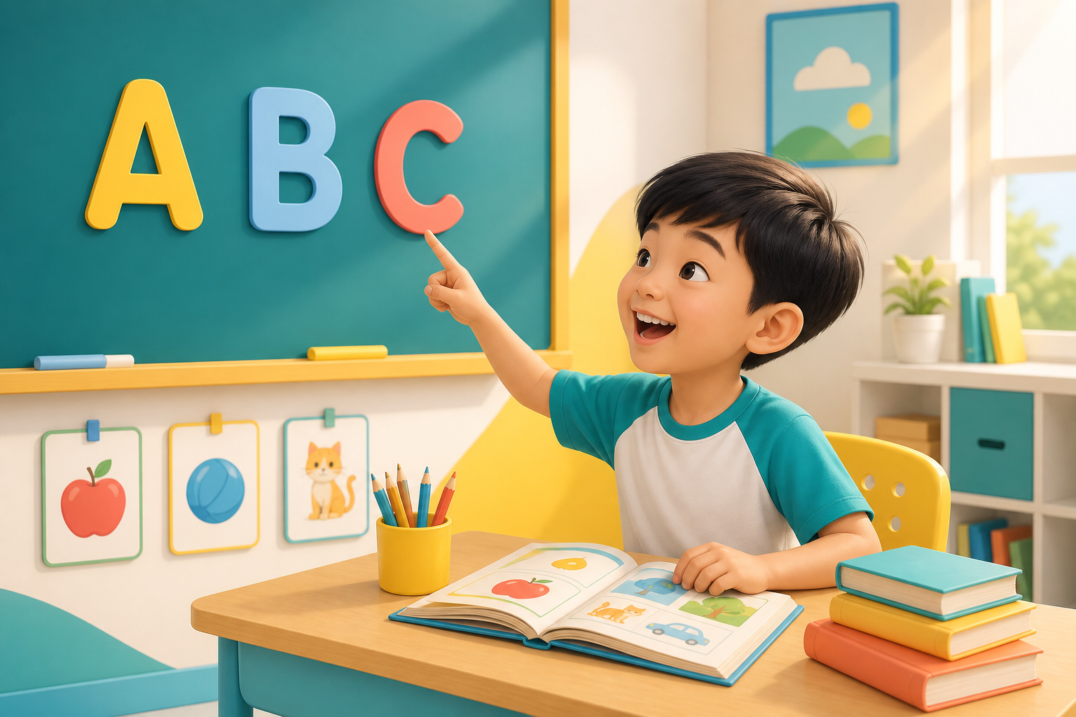Bé học tiếng Anh với bảng chữ cái ABC và sách tranh