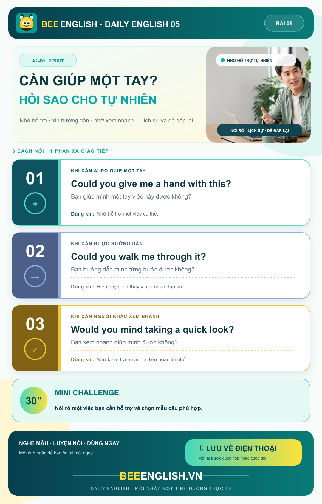 Ba cách nhờ người khác giúp đỡ bằng tiếng Anh