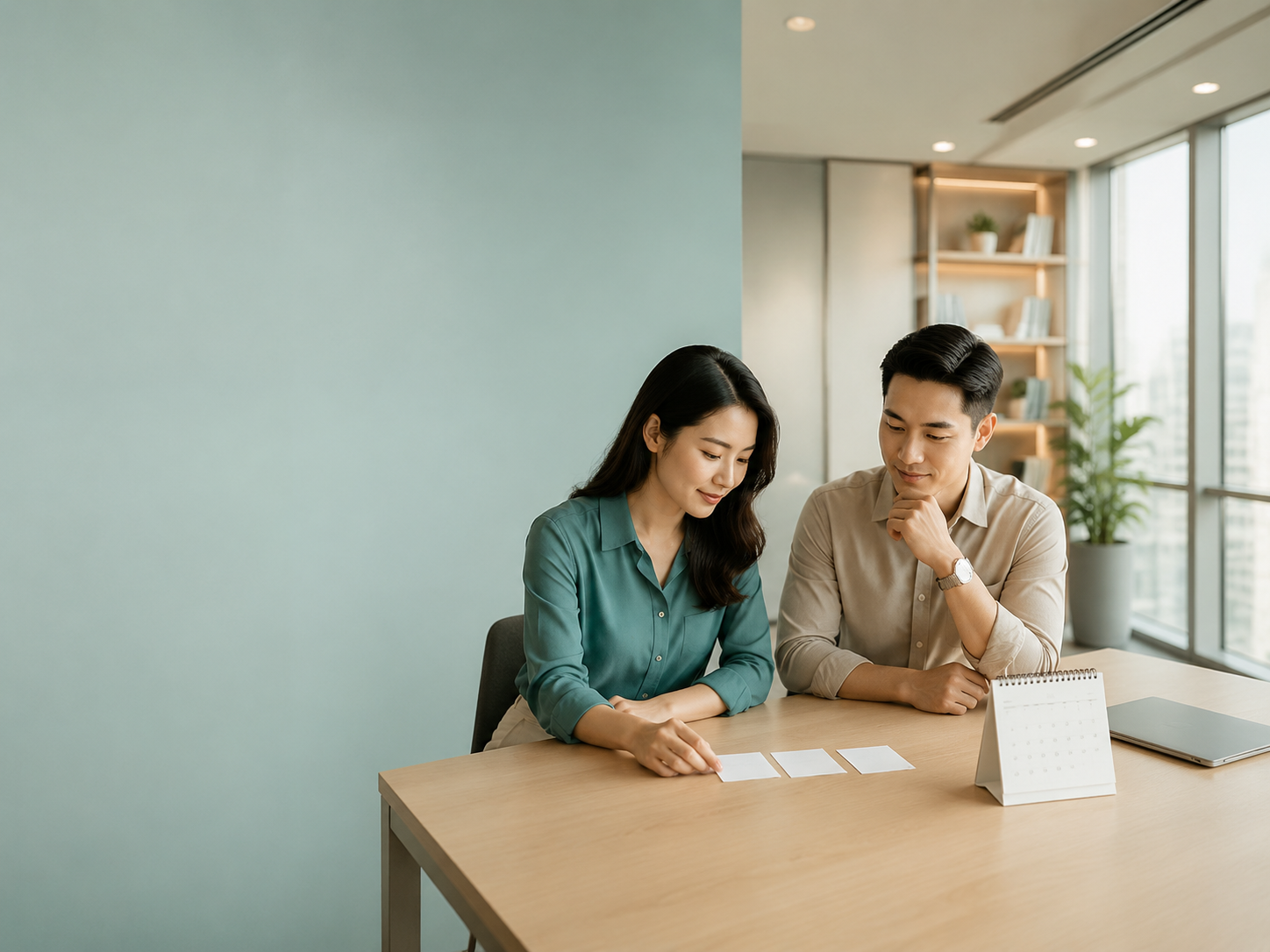 Hai đồng nghiệp cùng thống nhất thứ tự ưu tiên công việc